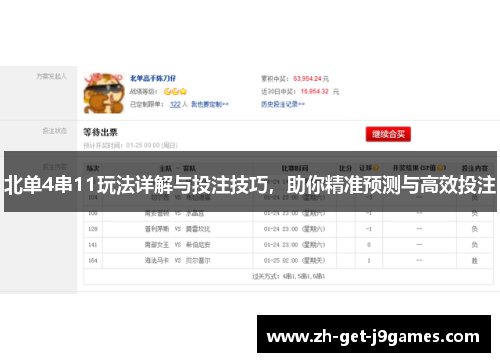 北单4串11玩法详解与投注技巧,助你精准预测与高效投注 北单4串11玩法详解与投注技巧,助你精准预测与高效投注